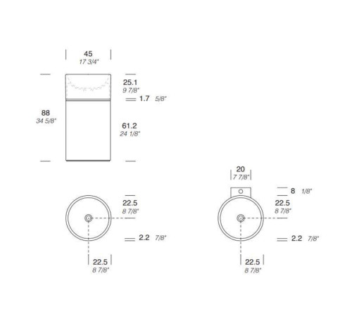 Раковина напольная Noorth ROMA I 45х88 см цоколь Rovere nero 2016.B