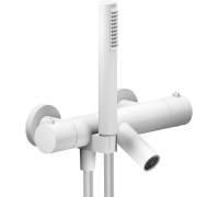 Смеситель термостатический для ванны Paffoni LIVE с ручным душем матовый белый LV00010/2WM