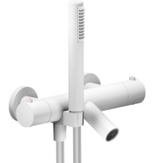 Смеситель термостатический для ванны Paffoni LIVE с ручным душем матовый белый LV00010/2WM