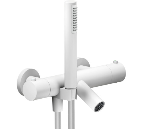 Смеситель термостатический для ванны Paffoni LIVE с ручным душем матовый белый LV00010/2WM