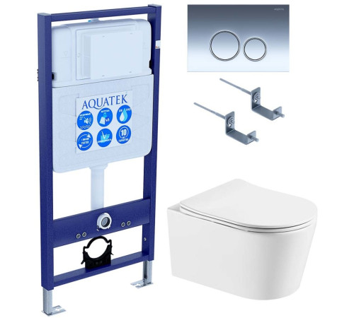 Комплект инсталляции AQUATEK ОБЕРОН T (рама INS-0000012, крепеж KKI-0000002, клавиша KDI-0000018, унитаз AQ1365T-00 soft-close) INS-0000012/KKI-0000002/KDI-0000018/AQ1365T-00