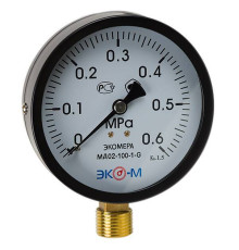 Манометр Экомера МД-02 100 мм 0-0.6 МПа G1/2 радиальный МД02100G06МПаЭИ