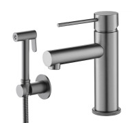 Смеситель для раковины с гигиеническим душем Timo Saona 2360/18G черное золото