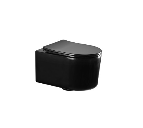 Унитаз подвесной Aquanet Мия безободковый с сиденьем микролифт 490х370х340 мм матовый черный AQ2004-MB