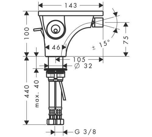 Смеситель для биде AXOR Massaud 18210000 со сливным гарнитуром хром 18210000
