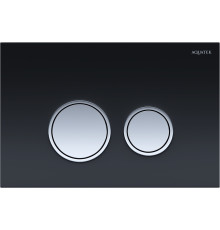 Панель смыва KDI 006E3 черная закаленное стекло круглая клавиша ободок хром KDI-0000029