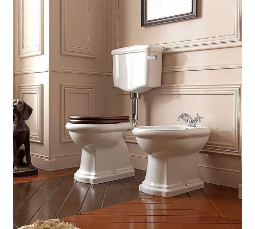 Унитаз приставной Kerasan Retro 72х38.5 см с низким бачком слив в пол белый/хром 107201/101001/760390/757090/757190