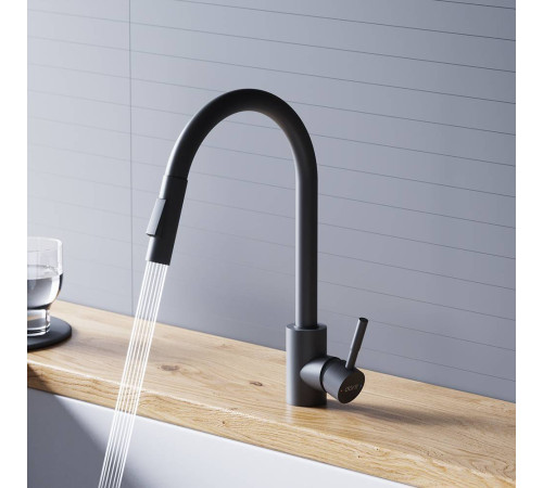 Смеситель для кухни Dorff Logic с вытяжным изливом черный D3007522
