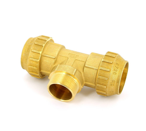 Тройник компрессионный Tiemme для труб ПНД 50х1 1/2 НР 3400086