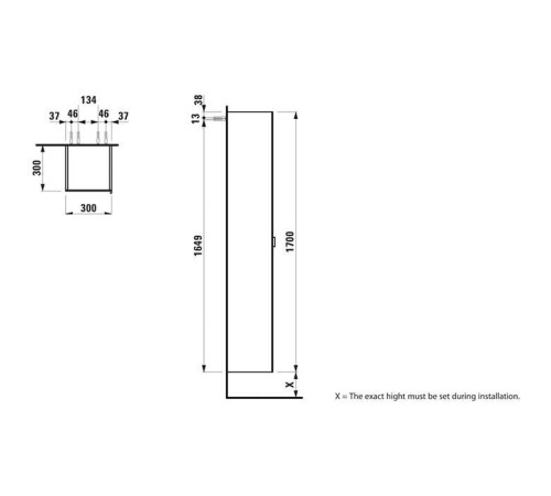 Шкаф-пенал с зеркалом Laufen Space 300x300x1700 мм петли слева темный вяз 4.1090.1.160.103.1