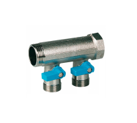 Коллектор с шаровыми кранами Henco 3/4 на 3 выхода Евроконус синий VB050503-BLAUW