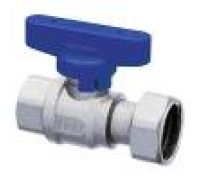 Кран шаровой FAR 1/2 ВР - накидная гайка 3/4 бабочка синяя 3047 12BC