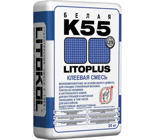 Клеевая смесь белая Litokol LitoPLUS K55 25 кг 63252