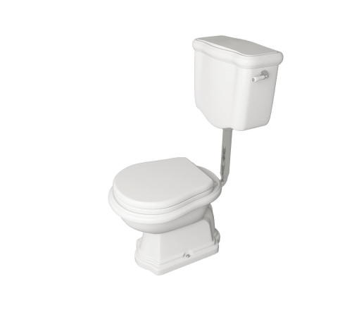 Унитаз приставной Kerasan Retro 72х38.5 см с низким бачком слив в пол белый/хром 107201/101001/760390/757090/757190