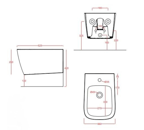 Биде подвесное Artceram A16 520х360 мм белое глянцевое ASB001 01 00