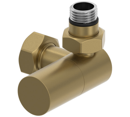 Вентиль регулирующий 3D правый Сунержа Цилиндр G 1/2 x G 3/4 золотой шёлк матовый 32-1403-1234