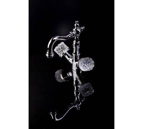 Смеситель для раковины Boheme Crystal на 3 отверстия двуручковый матовая бронза 317-CRST