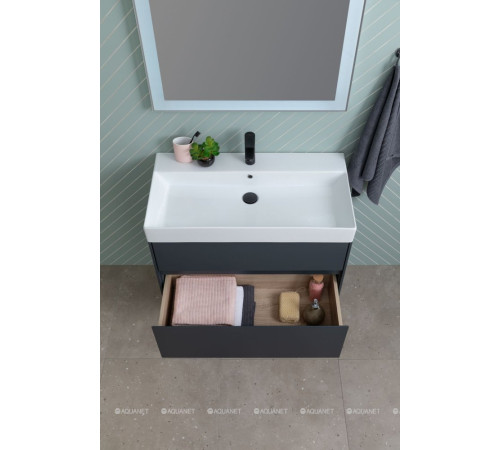Тумба с раковиной Aquanet Бруклин 100 антрацит матовый 00312874