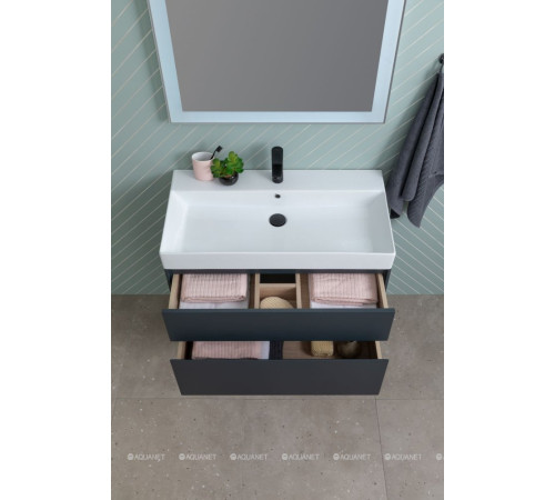 Тумба с раковиной Aquanet Бруклин 100 антрацит матовый 00312874