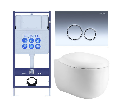 Комплект инсталляции 4 в 1 AQUATEK АЛЬТАИР (рама INS-0000012, кнопка KDI-0000018, унитаз AQ1980-00) cm-018