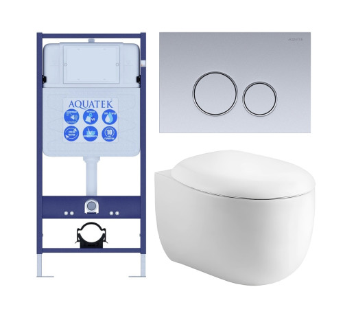 Комплект инсталляции 4 в 1 AQUATEK АЛЬТАИР (рама INS-0000012, кнопка KDI-0000019, унитаз AQ1980-00) cm-019