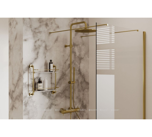 Душевая система Allen Brau Fantasy с термостатом и верхним душем 300 мм брашированное золото 5.11001-GB