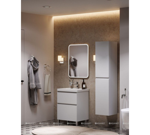 Тумба под раковину Aquanet Вега 60 напольная 2 ящика белый глянец 00344121