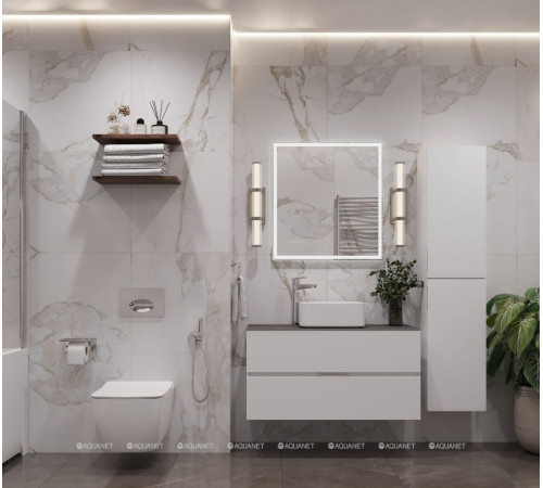 Тумба под раковину Aquanet Алвита new 100 напольная 2 ящика белый матовый 00344135