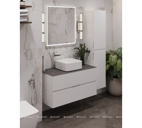 Тумба под раковину Aquanet Алвита new 100 напольная 2 ящика белый матовый 00344135