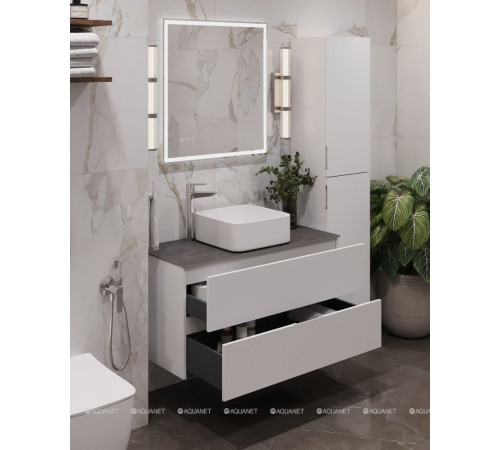 Тумба под раковину Aquanet Алвита new 100 напольная 2 ящика белый матовый 00344135