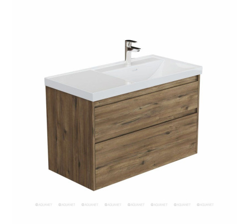 Тумба с раковиной Aquanet Nova Lite 2.0 100 R 2 ящика дуб рустикальный 00365913