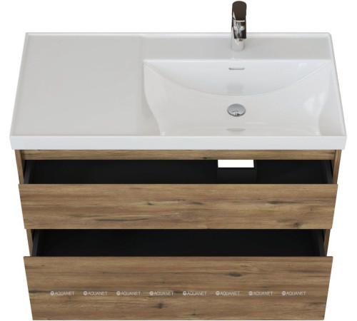 Тумба с раковиной Aquanet Nova Lite 2.0 100 R 2 ящика дуб рустикальный 00365913