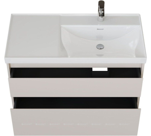Тумба с раковиной Aquanet Nova Lite 2.0 90 R 2 ящика бежевый 00365926