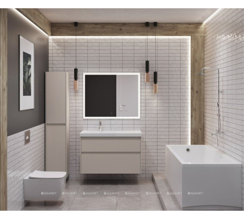Тумба с раковиной Aquanet Nova Lite 2.0 90 L 2 ящика бежевый 00365921