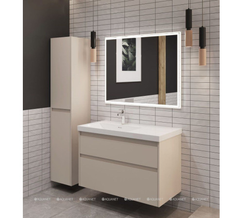Тумба с раковиной Aquanet Nova Lite 2.0 90 L 2 ящика бежевый 00365921