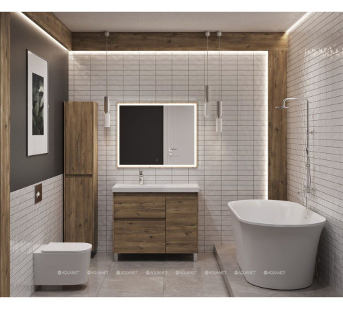 Тумба с раковиной Aquanet Nova Lite 2.0 90 L напольная дуб рустикальный 00365925
