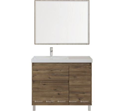 Тумба с раковиной Aquanet Nova Lite 2.0 90 L напольная дуб рустикальный 00365925