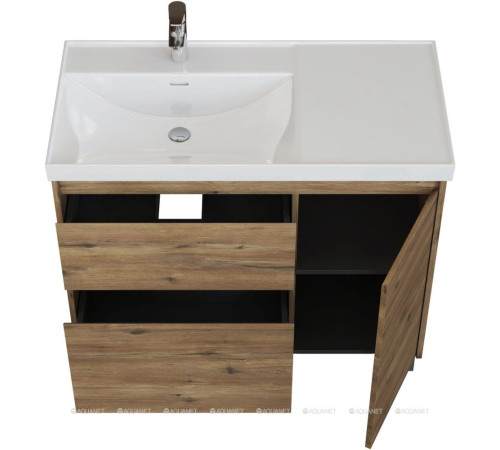 Тумба с раковиной Aquanet Nova Lite 2.0 90 L напольная дуб рустикальный 00365925