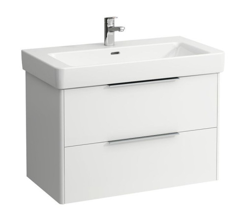 Тумба с раковиной Laufen Base 85х46 см подвесная 2 ящика белый матовый 4.0239.2.110.260.1 / 8.1396.5.000.104.1