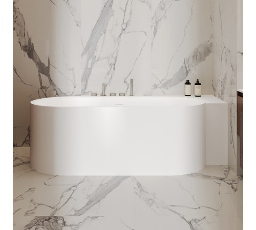 Ванна угловая правая Salini Perla CR 180x90 см S-Stone белый матовый 1049203M