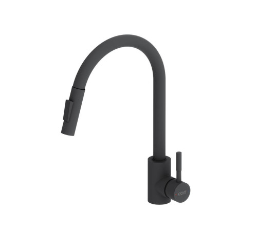 Смеситель для кухни Dorff Logic с вытяжным изливом черный D3007522