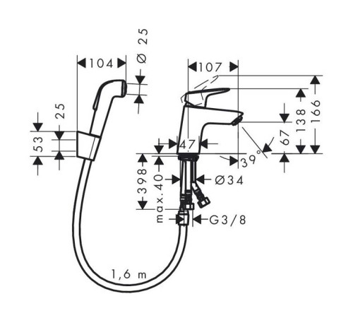 Смеситель для раковины Hansgrohe Logis с гигиеническим душем 71290000