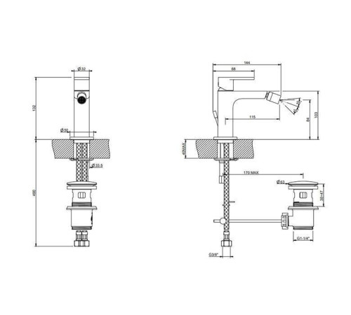 Смеситель для биде Gessi Via Manzoni с донным клапаном хром 38607#031