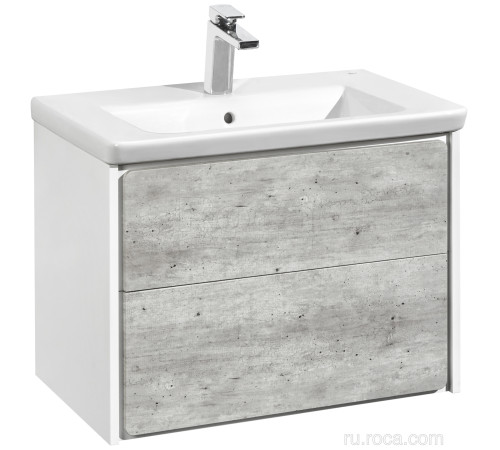 Тумба под умывальник Roca Ronda подвесная 2 ящика 677х480х412 мм белый матовый/бетон ZRU9303003