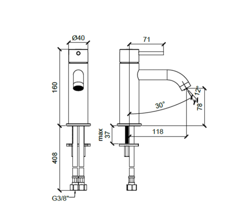 Смеситель для раковины Almar Washbasin оружейный металл брашированный E214000.GM