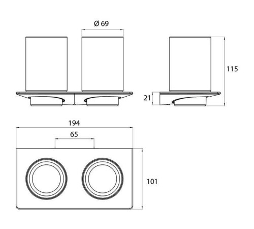 Держатель стаканов двойной подвесной emco Art хром/хрусталь 1625 001 00