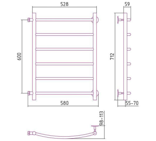 Полотенцесушитель водяной Стилье Версия-Б2 50x60 см черный 17612-6050