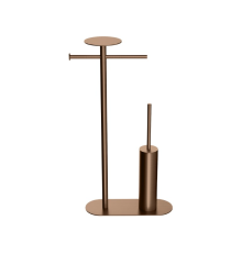 Стойка напольная Boheme Venturo ершик с держателем бумаги и полкой brushed bronze 10953-BRB