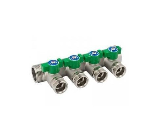 Коллектор модульный ELSEN 1 2 контура 3/4 EK с шаровыми кранами латунь EMW04.02