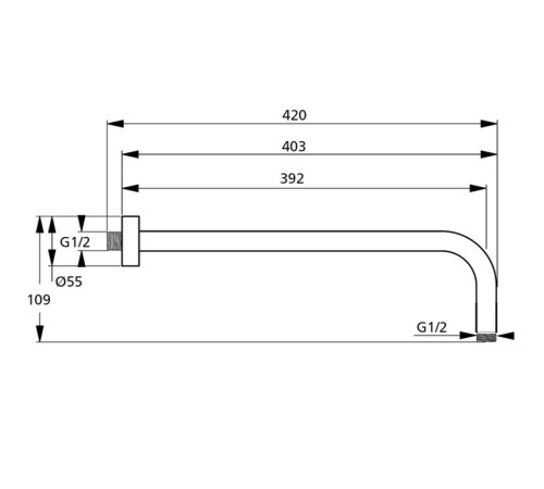 Настенный держатель верхнего душа Ideal Standard IdealRain 400 мм матовый черный B9445XG